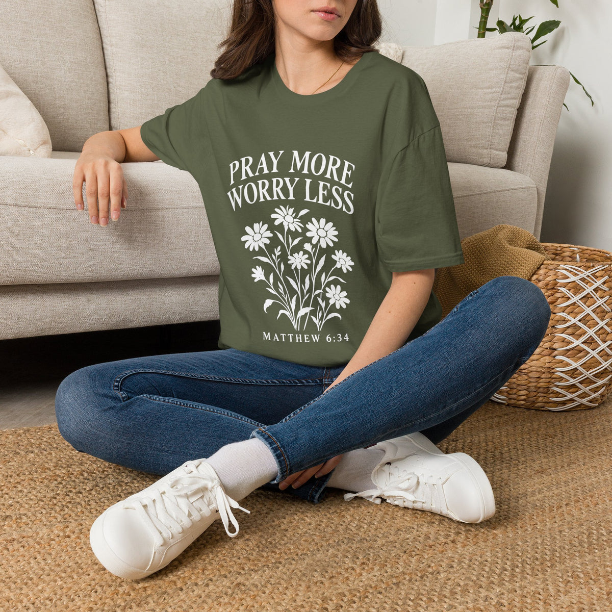 Pray More, Worry Less Everyday T-Shirt