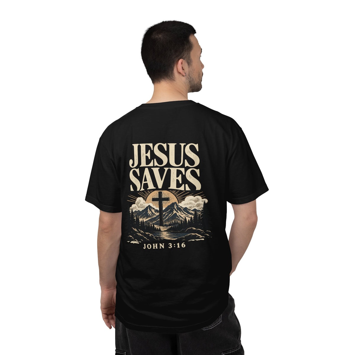 Jesus Saves — John 3:16 | Christian Graphic T-Shirt